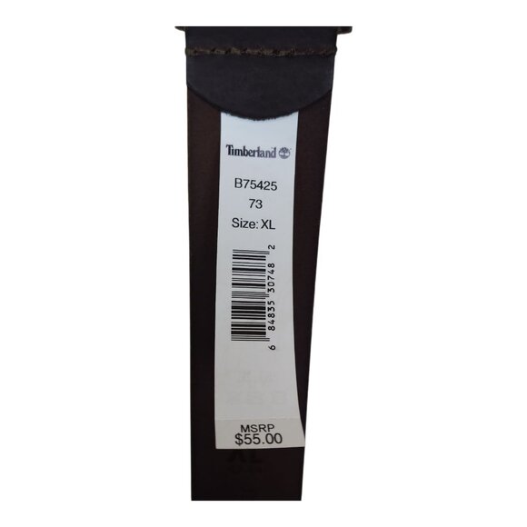 Timberland Mens Full Grain Leather Belt XL 42/44 Brown Brass Buckle 1 1/2" Wide - Picture 3 of 16